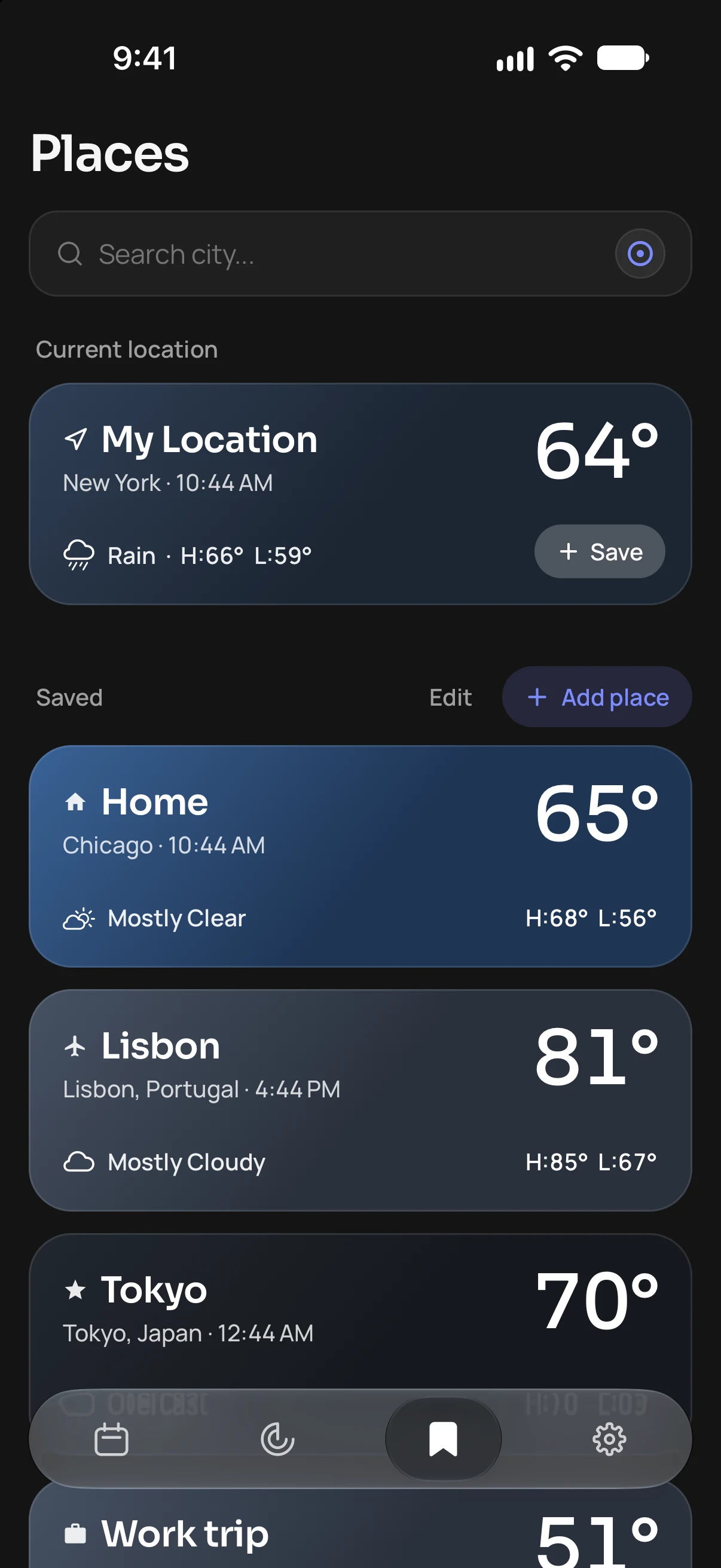 Saved places in Nimbus