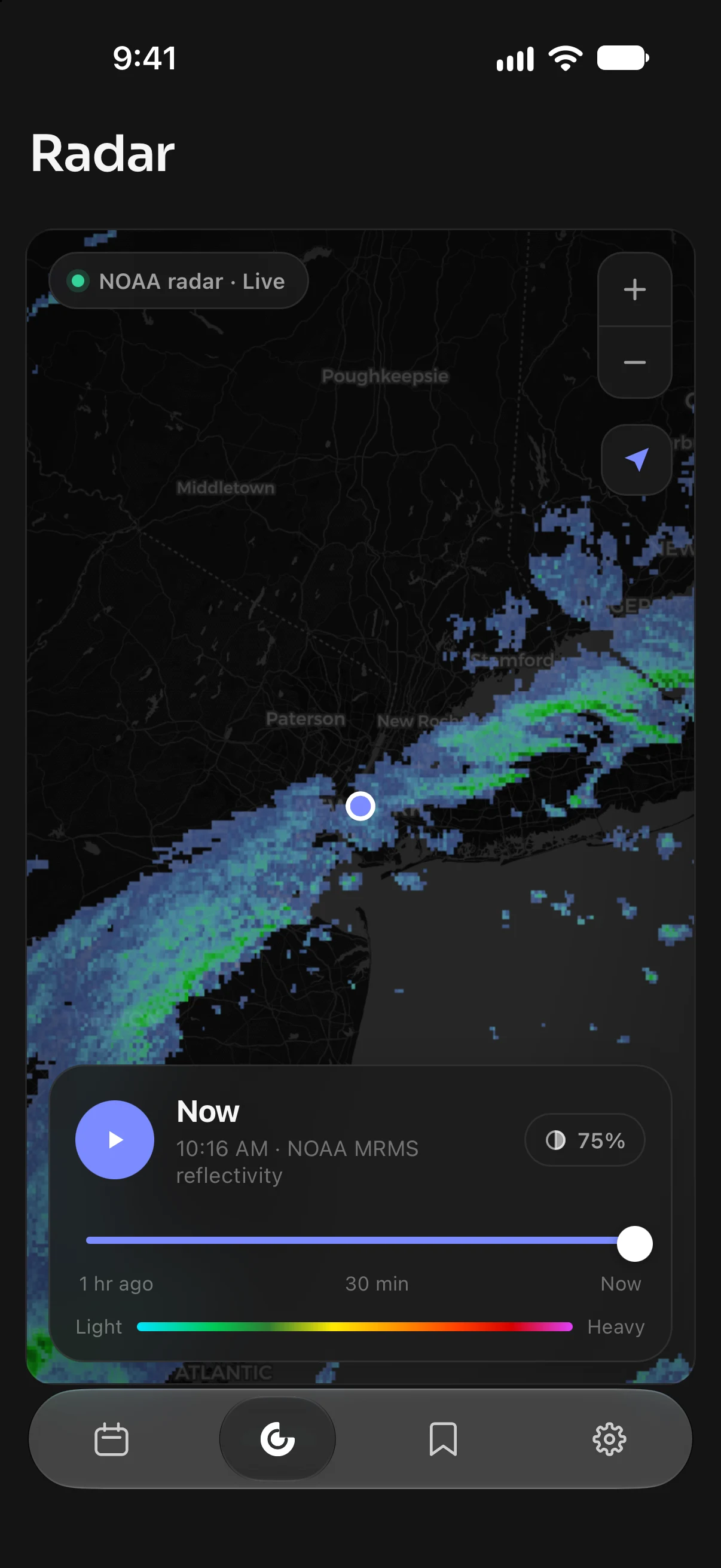 The radar map in Nimbus